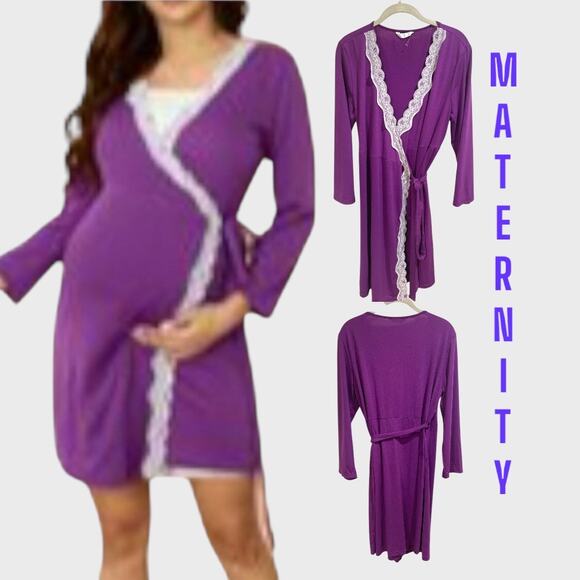 Other - Maternity Lace Purple Wrap Light Weight Robe Size XL